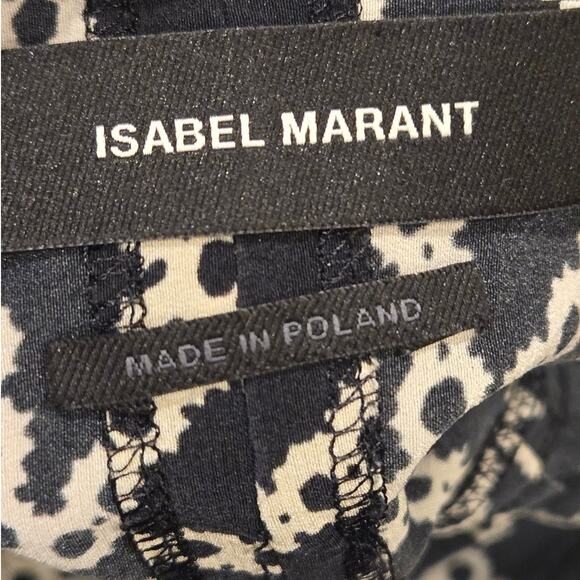 Isabel Marant Black Silk Printed Midi Silk Chain Link Print Wrap Dress Size 42 - Picture 8 of 10